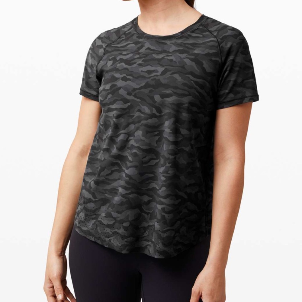 lululemon athletica Gray Black Relaxed Short Sleeve Tee